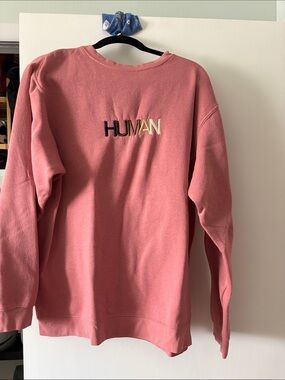 HUMAN Embroidered Pink Crewneck Sweatshirt